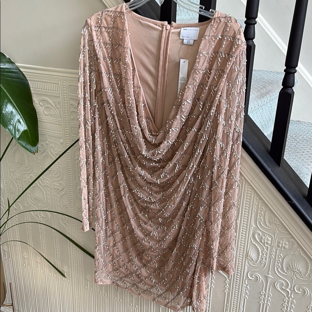 ASOS Sequin Embellished Mini Dress in Blush